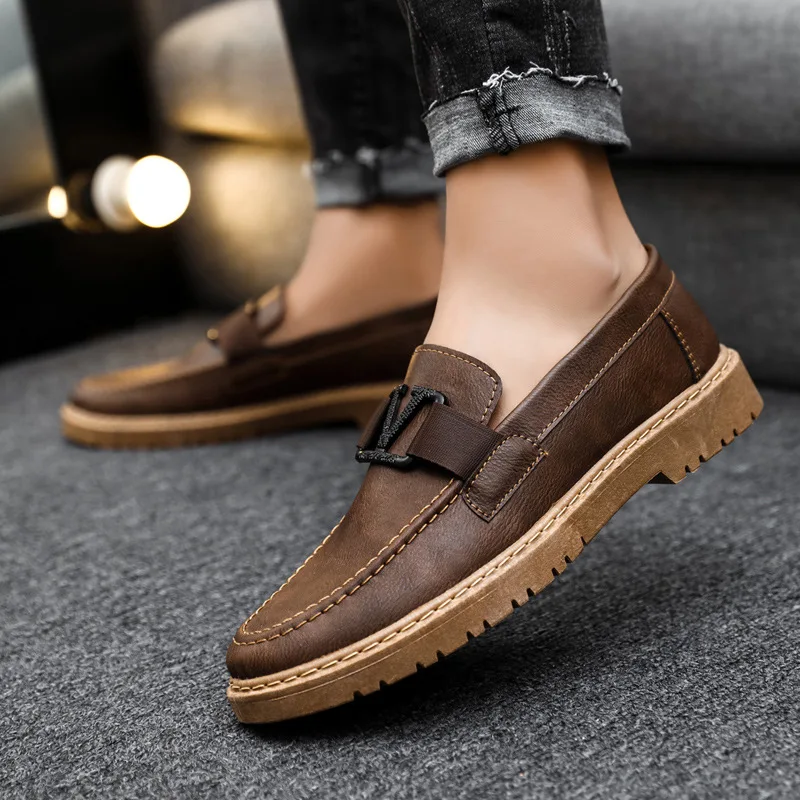 Loafers Shoes Men Fashion Summer Shoes Comfy Men's Flats Leather Classic Original Style Men Casual leather shoes