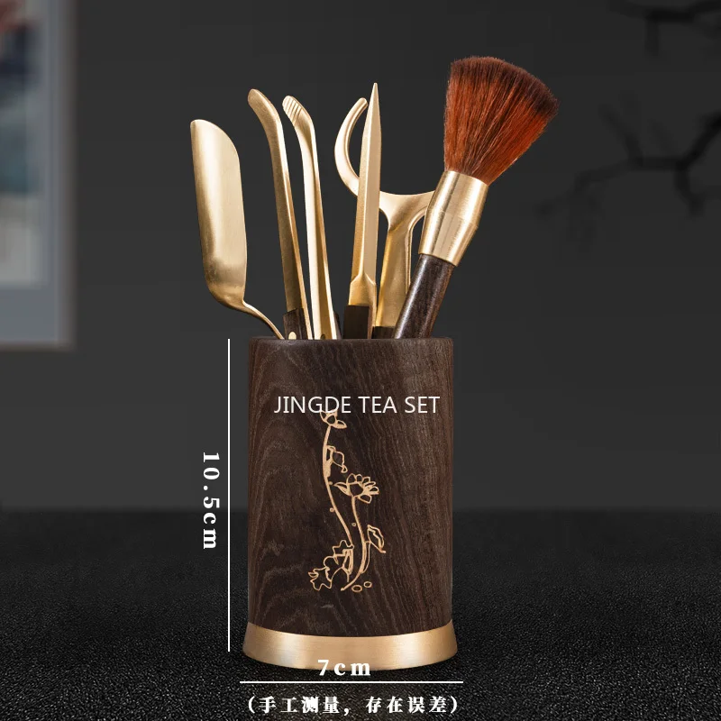 Copper+ebony/tea Knife/pen Holder/tea Clip/tea Ceremony Six Gentlemen/Kung Fu Tea Set Accessories Mini Tongs Wooden Tongs