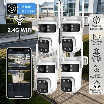 1-4pcs Smart Window Camera Dual Lens PTZ Security Camera 2K Outdoor WiFi Camera AI Human Detection Color Night Vision Two-Way 1