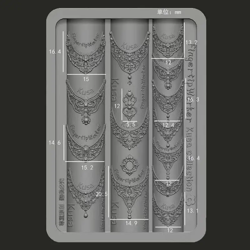 1개 프랑스 목걸이 보석 사진 액자 바로크 하트 3D 아크릴 몰드 네일 아트 장식 DIY 실리콘 네일 몰드