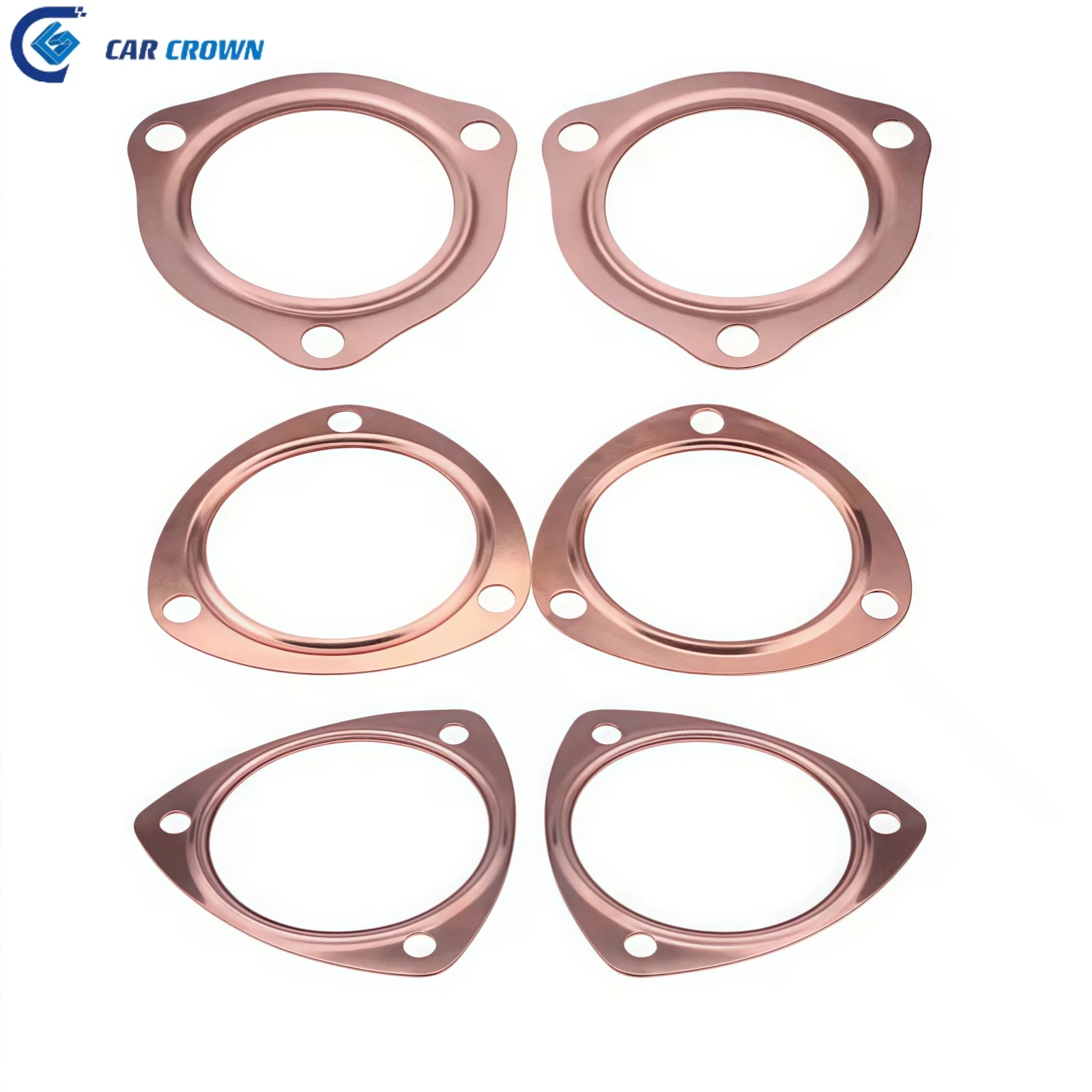 Car Crown New 2.5''/3"/3.5'' Copper Header Exhaust Collector Gaskets Reusable SBC BBC 302 350 454 383
