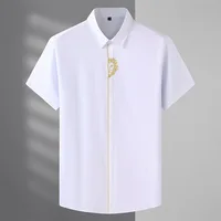 Summer Spring Men Shirts Short sleeve Plus size 8XL 9XL 10XL 12XL Print dress Fit shirt formal business Work Shirt 160KG Large 2