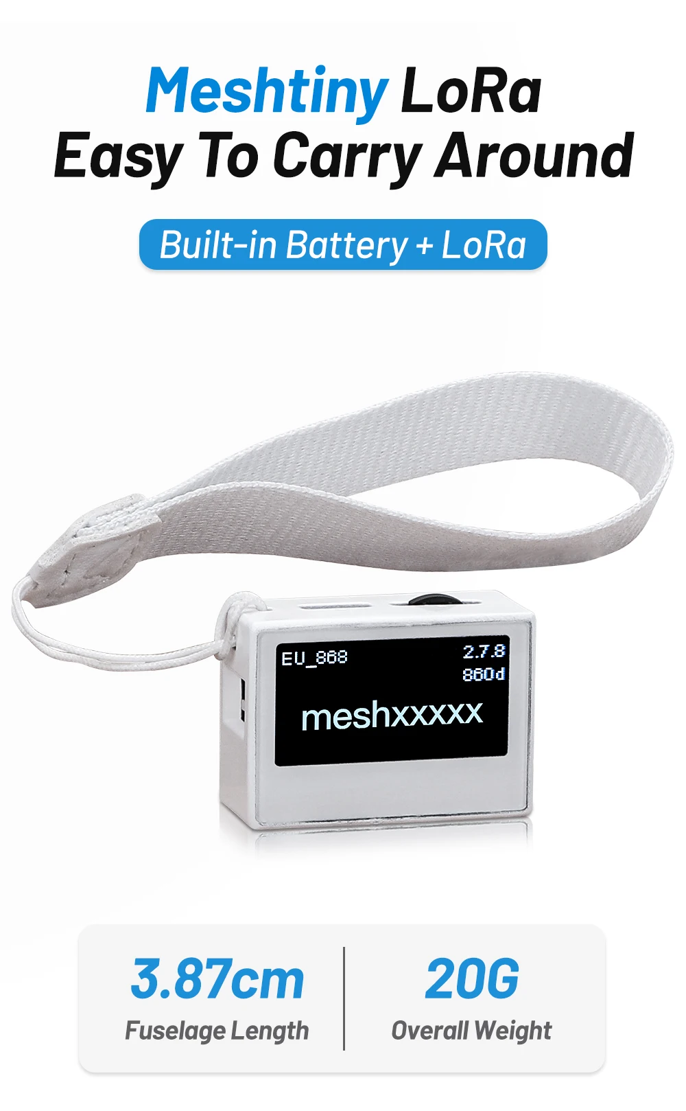 Meshtiny Mini Mesh LoRa Node Built in Battery OLED Display nRF52840 SX1262 LoRa