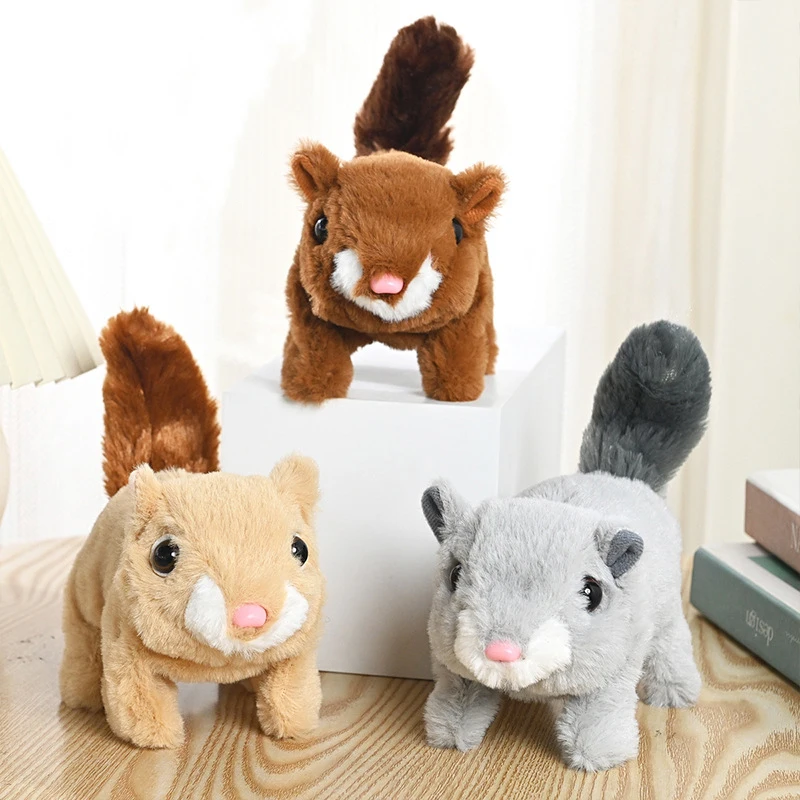 

Kids Electric Plush Toys Ultra-realistic Squirrel Toy Forward Backward With Sound Electronic Pet Plush Doll Baby Birthday Toys