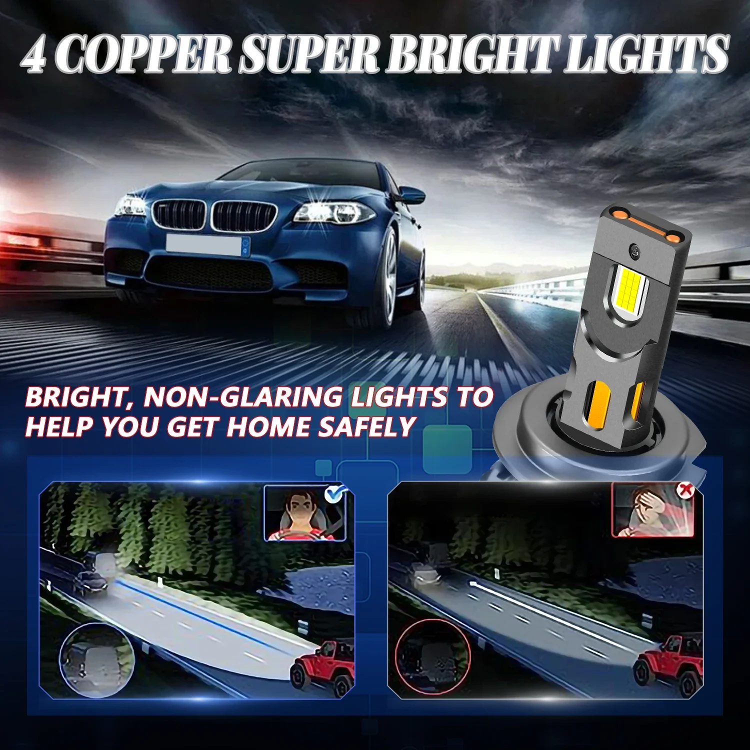 Led Headlight Lamp Bulb for Cars High Power Projector Headlight Canbus 12v 24v H