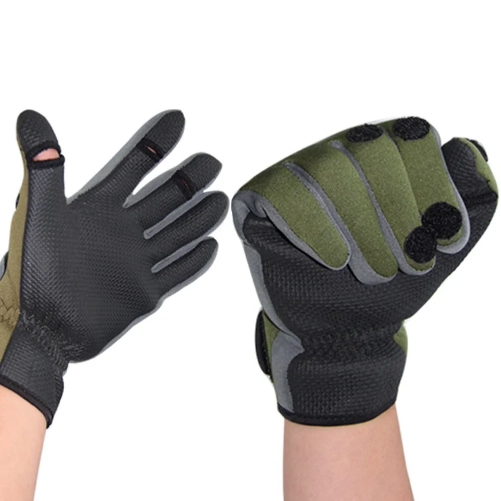 Three finger Cut Keep Warm Fishing Gloves Breathable Non-Slip Fisherman Gloves Neoprene Camping Hiking Camo Sport Mittens fishing gloves