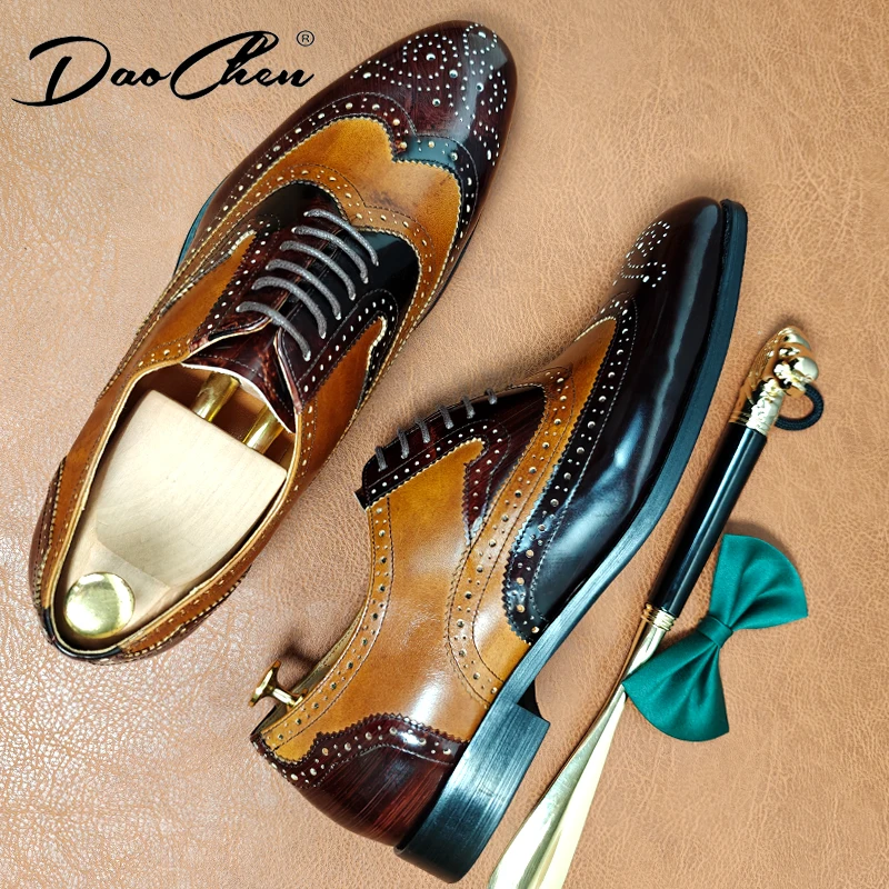 New Brand Men Dress Shoes High Quality Handmade Brogue Style Party Leather Wedding Shoes Men Social Leather Oxfords Formal Shoes