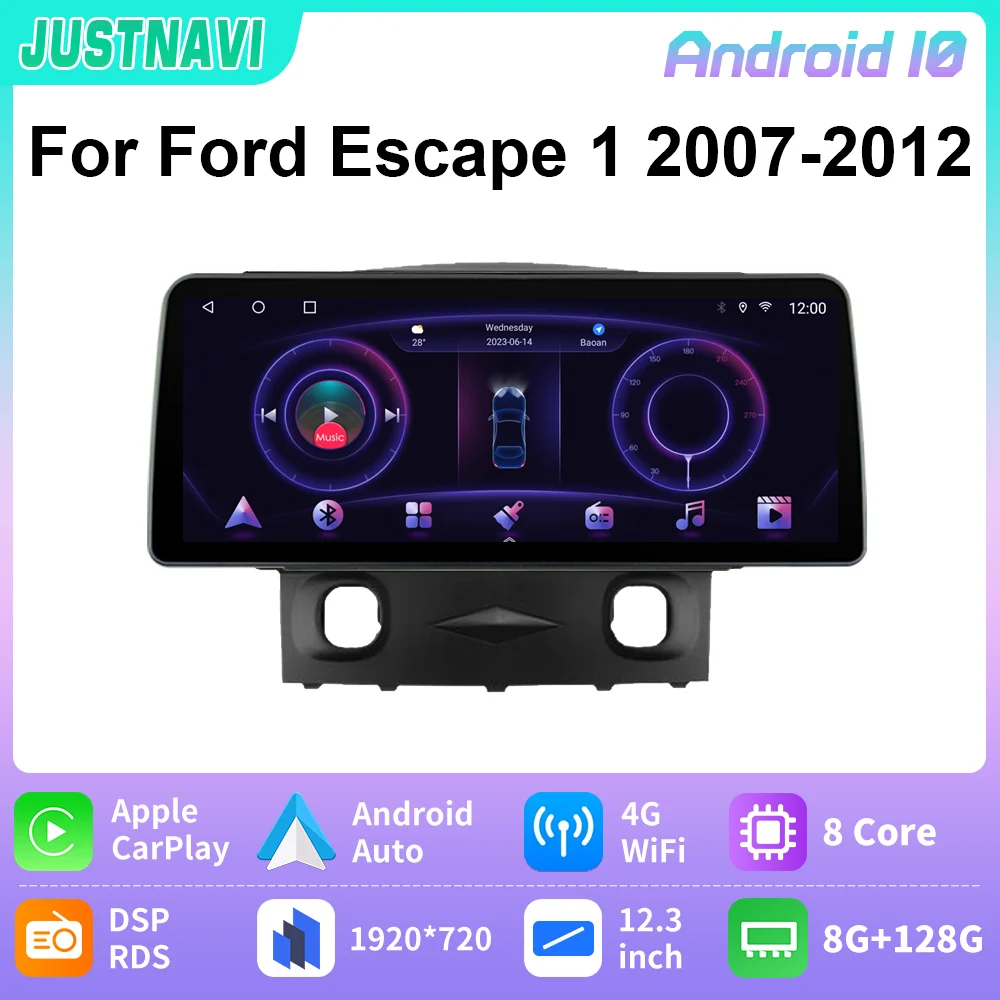 

JUSTNAVI 8+128G 1920*720 4G LTE RDS Android Car Multimedia Radio GPS Navigation For Ford Escape 1 2007 2008 2009 2010 2011 2012
