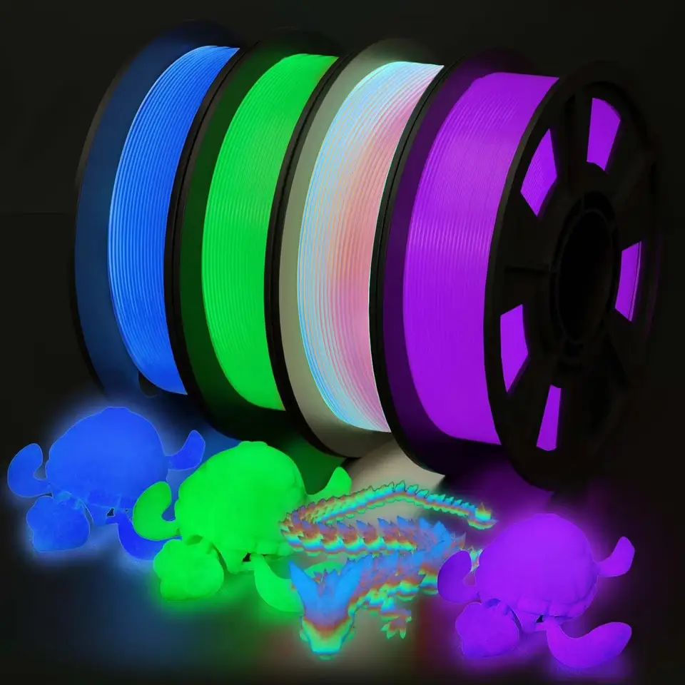 250g Glow in The Dark Filament Multicolor, Green, Blue, Purple and Rainbow, PLA Filament 1.75 mm, 3D Printer Filament Bundle image 14