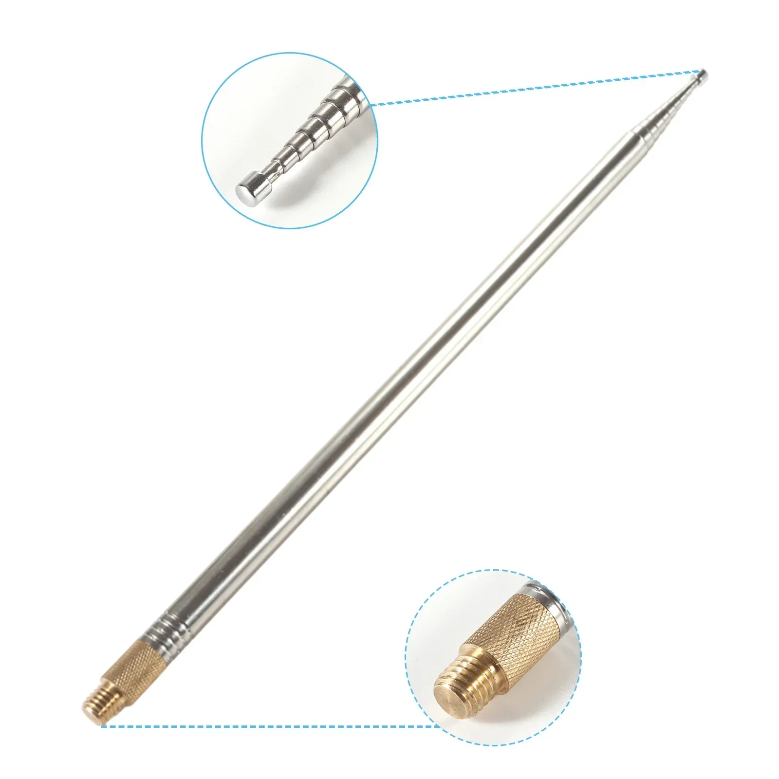 304 Stainless Steel 2.5M Telescopic Whip Antenna For PAC-12 JPC-7 Portable Short Wave Shortwave SW With M10-3/8 24 Adaptor
