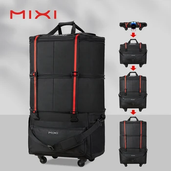 Mixi Foldable Travel Bag Hand Carry Duffel Bag with Wheels Expandable Rolling Travel Bag Large Capacity Waterproof Luggage Bag 1