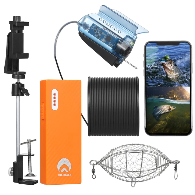 1080P Fishing Camera Underwater with APP Control Fishing Live Video Camera  Fish Finder with Mobile Phone Holder Bait Cage
