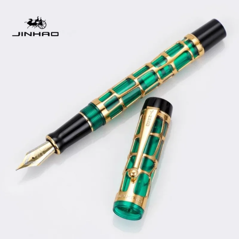 Jinhao 100 여러 가지 빛깔의 중공 조각 만년필 F 0.5mm/M 0.7mm 펜촉 편지지 비즈니스 유창한 잉크 펜 B1 쓰기