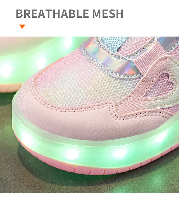 Description Picture 4 of itemGirls' Walking Shoes Shoes Will Shine Skates New Outdoor Running Pulley Fashion Children's Girl's Sneakers