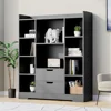 Bookshelf, 4-Tier Open Shelf Bookcase with 2 Drawers and 10 Cubes, Wood Cube Storage Organizer Shelf, 39.4" W X 47.2" H 4