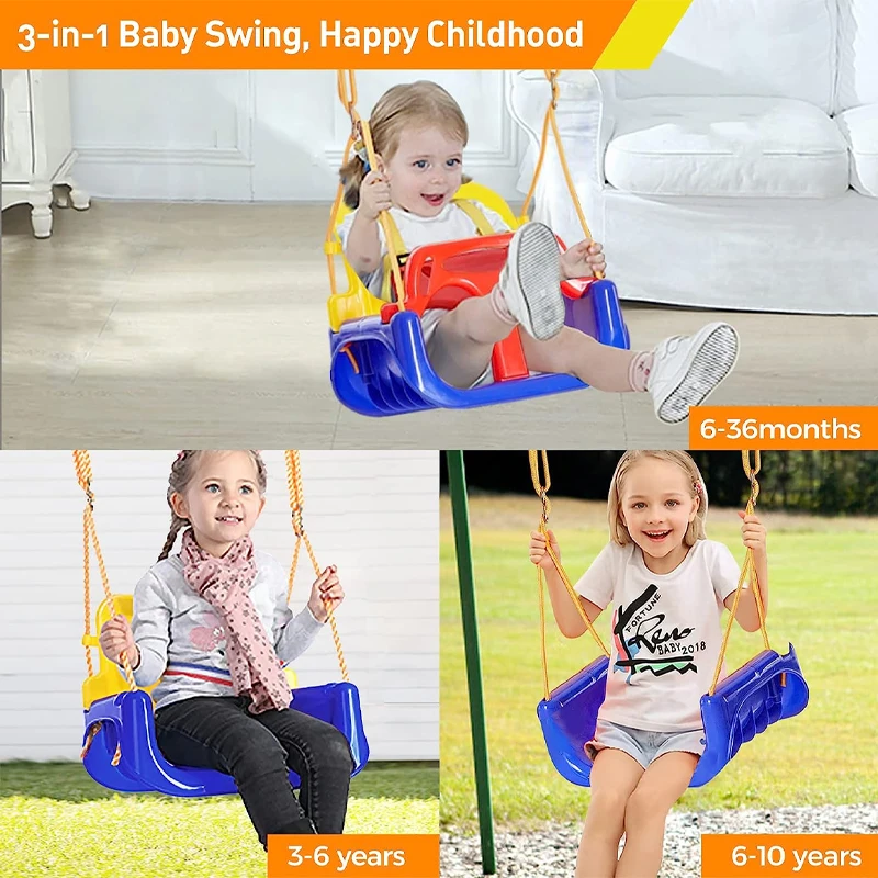 3-in-1 Swing Toys for Toddler Baby Hanging Basket Indoor/Outdoor Play Kid Swing Set for Backyard 6 month to 12 years Best Gifts 2
