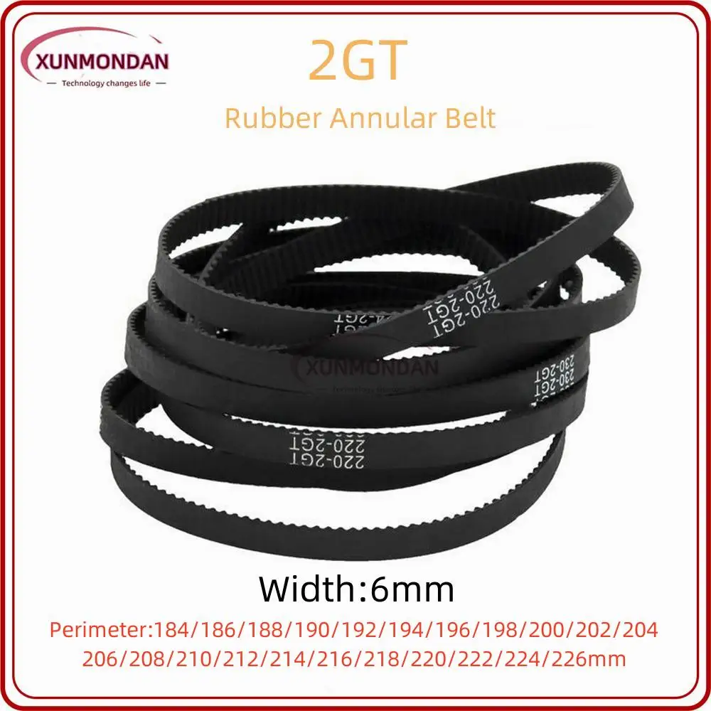 

Xunmondan 2GT/GT2 Timing Belt 184/186/188/190/192/196/198/200/202/204/206/208/210/212/214/216/218/220/222/224/226 Belt Width 6mm