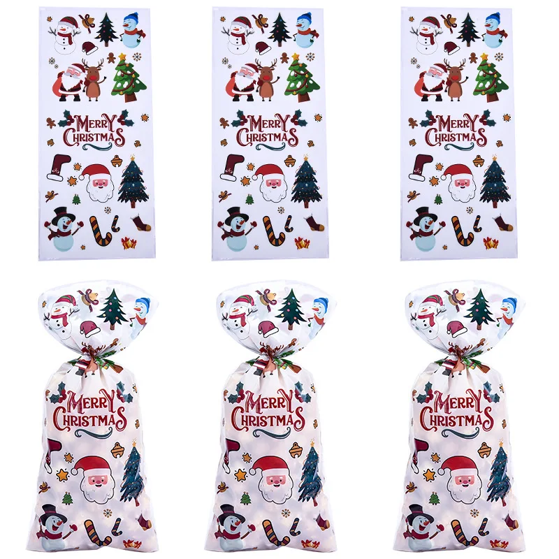 thumbnail image 1 of 50 bolsas de dulces navideños con cuerda, bolsa de regalo de Papá Noel, decoración navideña 2023, bolsas de regalo de Navidad, bolsa de embalaje para galletas navideñas, 1 of 5