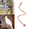 Pet Bird Rope Hanging Parrot Perch Rope Colorful Cotton Rope Toy Elastic Budgie Climbing Chewing Toy Bird Swing Stand Pet Toy 4