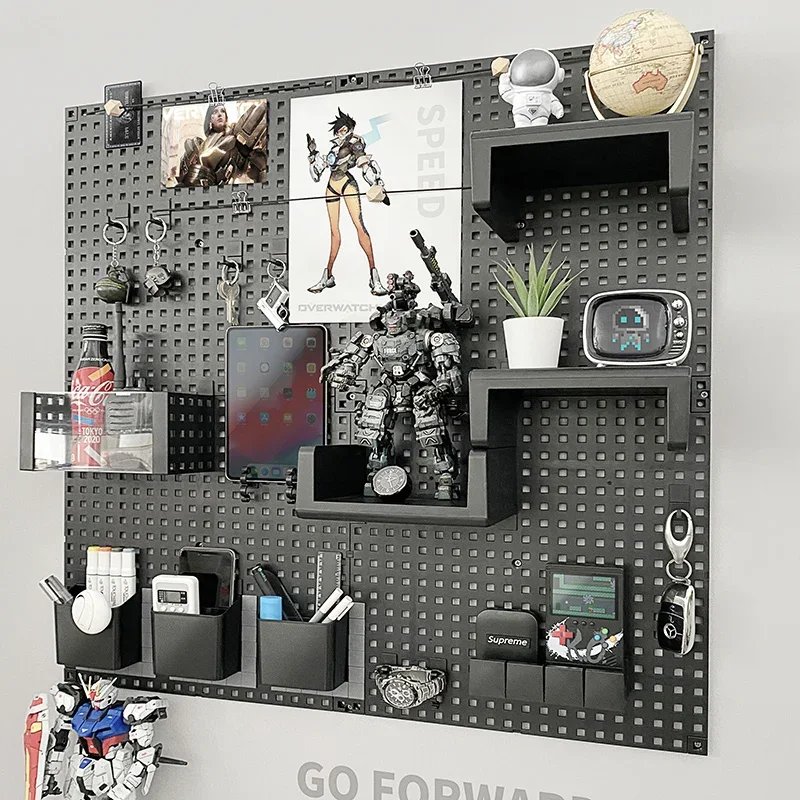 

Punch-free Peg Board Wall Shelf Desktop Storage Racks Grid Photo Wall Living Room Nordic Wall Decoration Pegboard Home Organizor