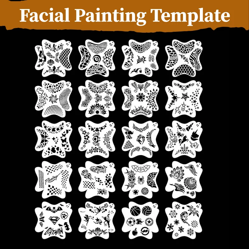 Kit De 36 Pochoirs Peinture Visage Réutilisables - Pour Halloween, Fêtes D'enfants Et Maquillage Créatif