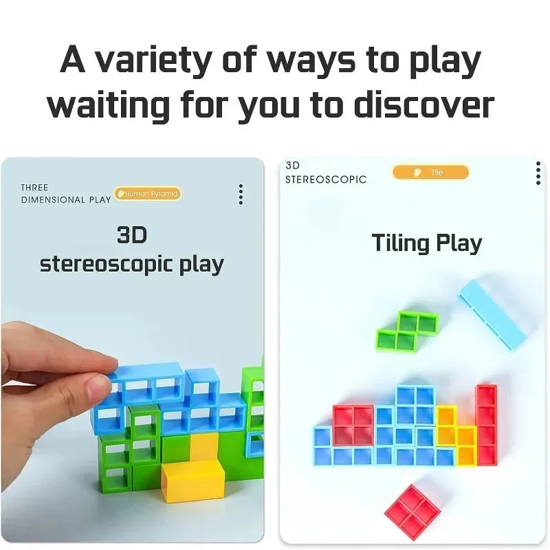 Jigsaw Building Block Toys, Fun Balance Stacking Games, Construction Board Games Russian Building Block Children's Tabletop Toys - 6