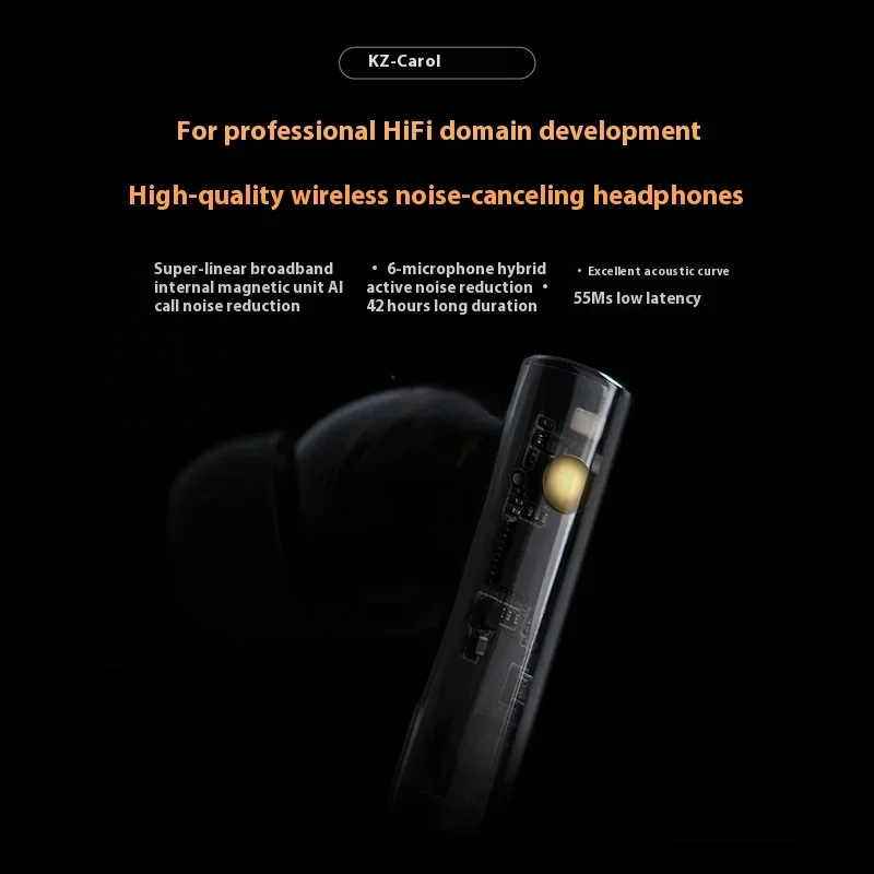 Kz Carol In Ear Bluetooth Earphones-55db Deep Noise Reduction Low Latency High Fidelity Gaming and Music Earphones bluetooth earphones wireless earphone wireless headphone