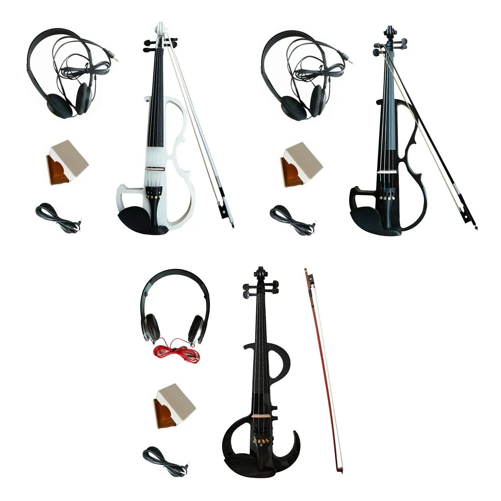 

Silent Electric Violin with Ebony Fittings Headphone Stringed Instruments Violin Bow Fiddle Silent Violins Set Solid Wood