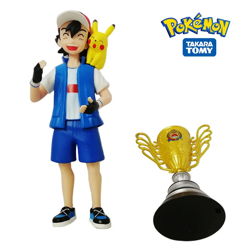 Pokemon Figure Ash Ketchum Collection World Champion Takara Tomy Original Pikachu Action Ball Grandi Grandi Ornamenti Per Bambole Giocattolo Per Bambi