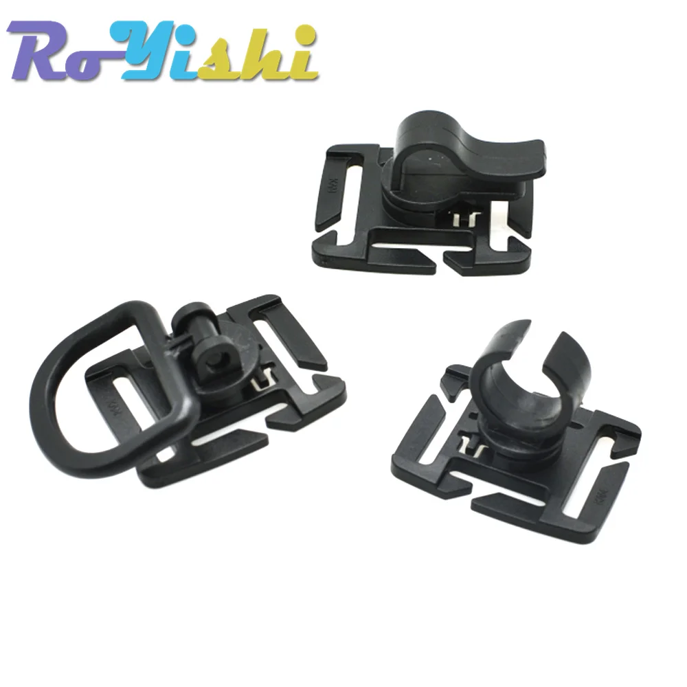 2-10 Stück MOLLE Rotation Sternum Strap Tube Pipe Clip Holder Buckle Webbing 25mm Schwarz – Detail 6