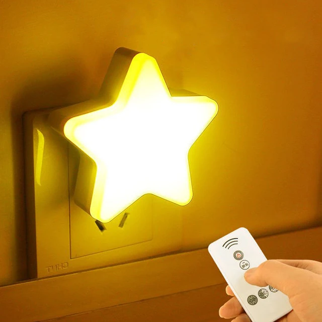 Luce notturna a LED a forma di stella lampada presa telecomando camera da  letto arredamento comodino