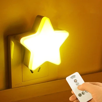 별 모양 LED 야간 조명 원격 제어 소켓 램프, 침실 장식, 침대 옆 벽 조명, 가정 어린이, 아기 수면 야간 조명
