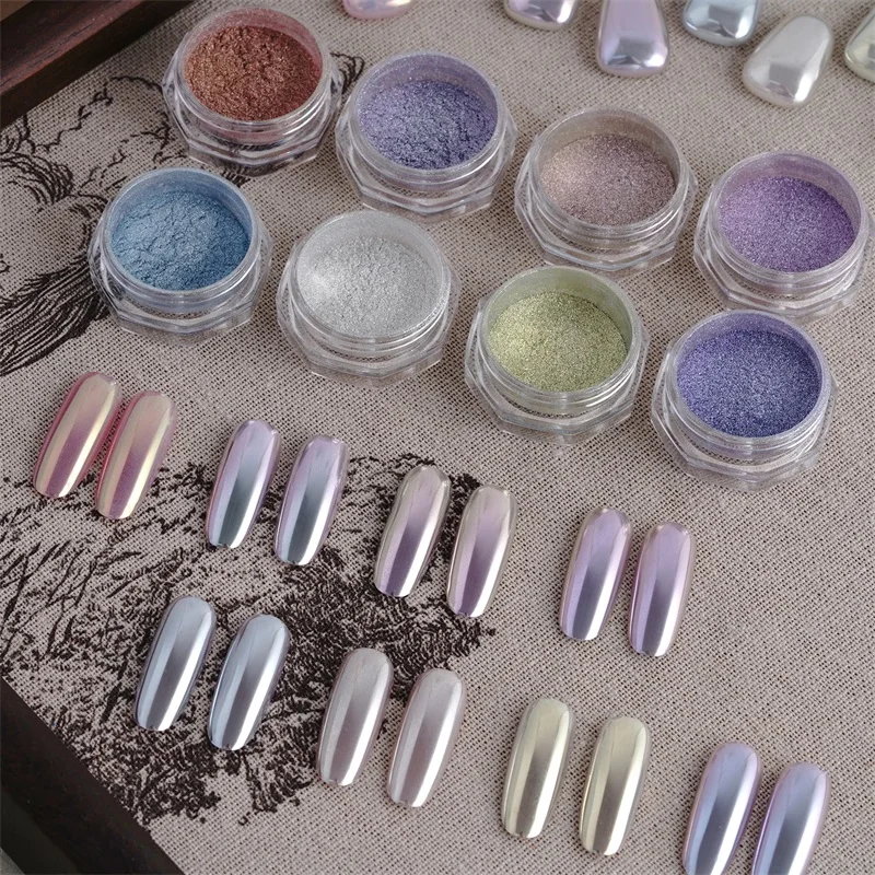 HNDO Summer Aurora Chrome Powder Solid Color Effect for Nail Art Manicure Design Electroplated Luster Pigment Dust
