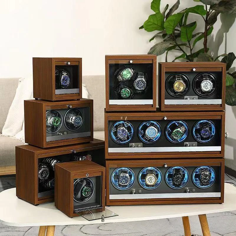 

Top Rotating Watch Display Box Wood Automatic Watch Winder Box Luxury Organizer Zero Magnetism Silent Watches Case Storage Box