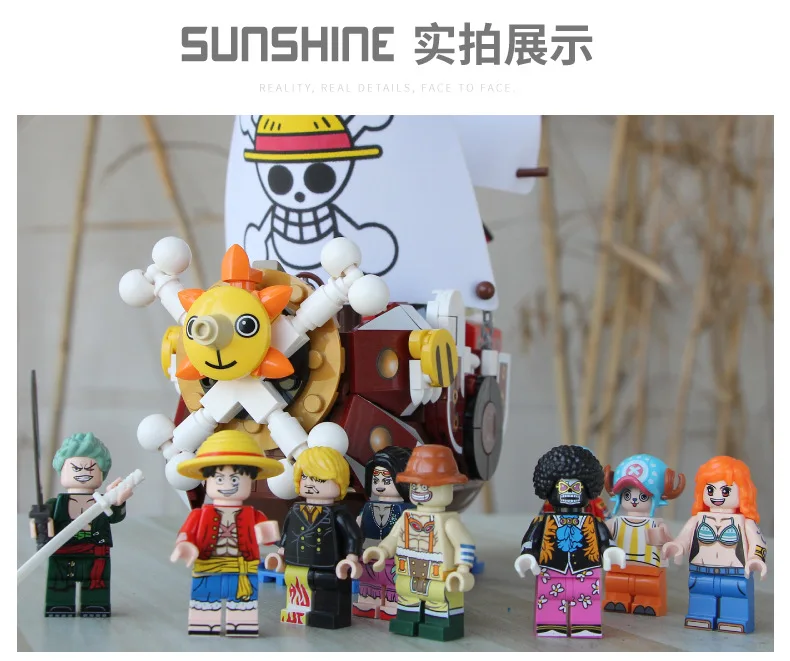 Décennie s de construction anime One Piece pour enfants, bateau de pirates,  modèles de bateaux oste nommée, Zoro Luffy, jouets d'anniversaire, 1484  pièces + 8 poupées - AliExpress
