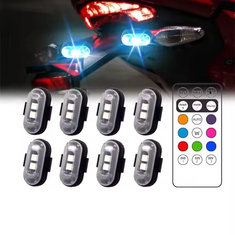 Wireless Strobe Light with Remote Control 8 Colors USB Charing Waterproof Anti-Collision Emergency Warning Position Signal Light