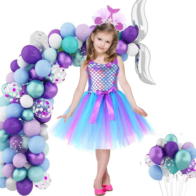 Costume Da Sirena Principessa Per Bambina - Vestito Ariel Con Accessori, Per Halloween E Feste - Foto 6