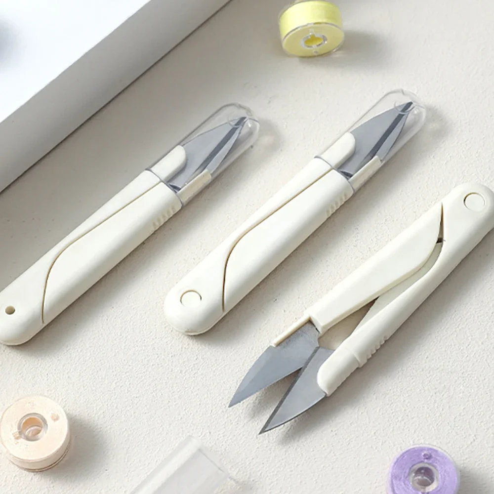 Sewing Scissors Sewing Supplies 3/2/1PCS Stainless Steel Spring Small Scissors Cover Portable Thread Cutting Head
