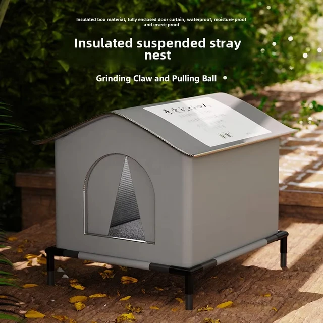 Cat House Weatherproof Safe Outside Winter Warm Pet Sleeping Bed Outdoor Foldable Small Dog Puppy Supply Universal Four Seasons 2