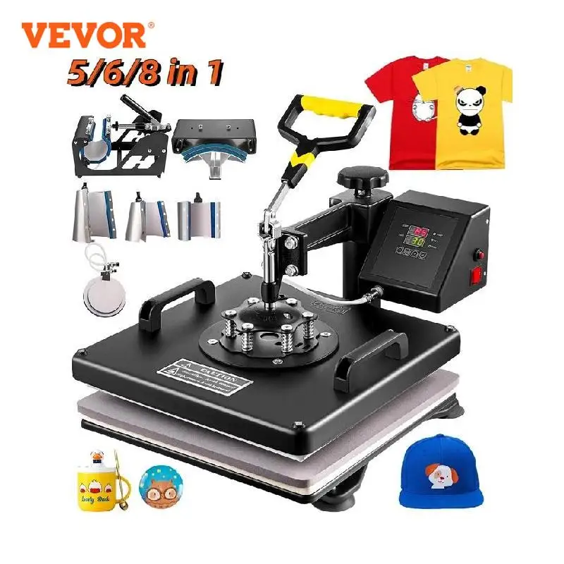 Vevor Combo Warmte Persmachine 5/6/8 In 1 30*38Cm 38*38Cm Muntifunctional Sublimatie printer Transfer Voor Mok Hoed Plaat T-shirt