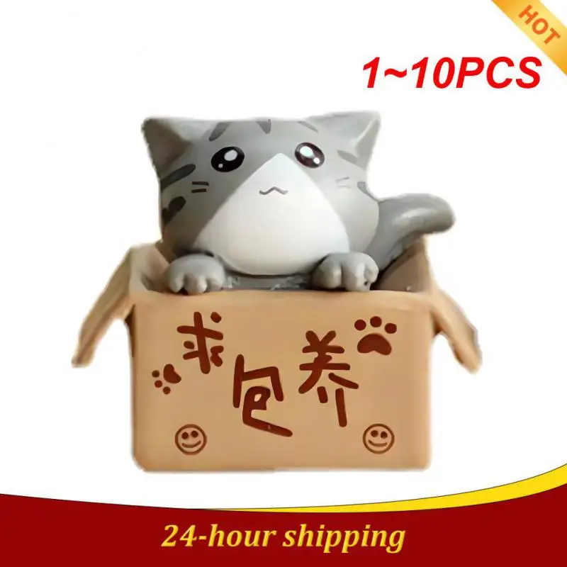 1 ~ 10Pcs Cartoon Poor Box Cat Kitty Model Piccola Statua Car Figurine Crafts Garden Figurine Ornament Kids Room Desk Garden