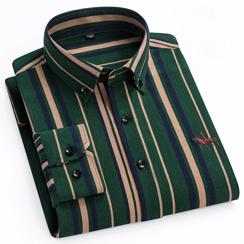 Cotton Shirt Plus size 6XL cotton korean fashion long-sleeve shirts for men slim fit formal plain shirt striped houndstooth plaid clothes