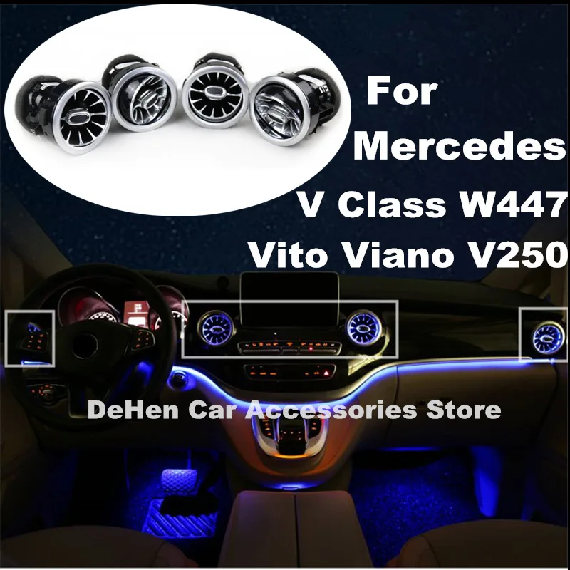 Led Air Outlet For Mercedes Benz V Class W447 Vito V250 Interior Front Console Air Condition Ac Vent Outlet Turbo Style Replace