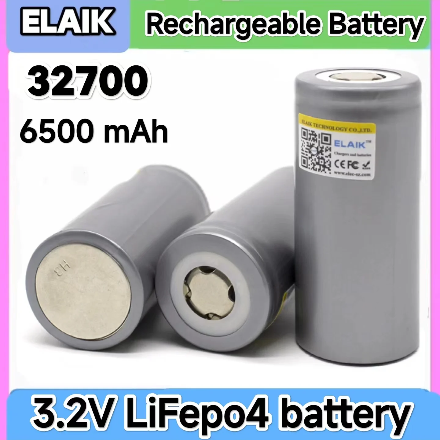 

12PCS ELAIK Lii-65A 3.2V 32700 6500mAh LiFePO4 Battery 35A Continuous Discharge Maximum 55A High power battery