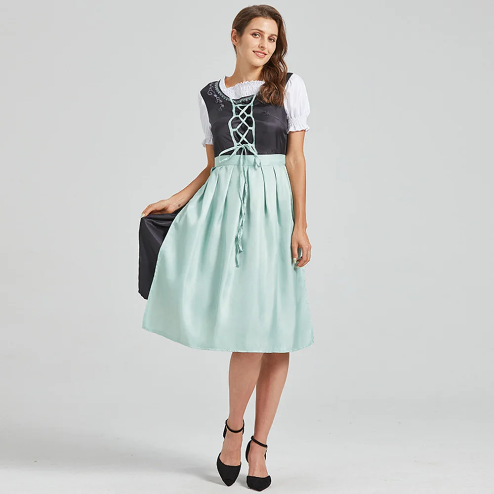 

New Women German Oktoberfest Costume Retro High Waist Suspenders Maid Suit Cosplay Costume Bavarian Beer Girl Dress