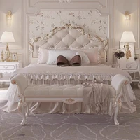 Chambre à coucher lit rembourré nordique rangement fantaisie princesse lit de couchage tables de nuit Double Letto matrimoniale accessoires pour la maison 2