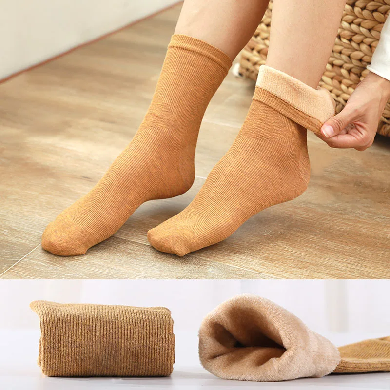 

New Winter Short Thicker Warm Socks Women's Men Solid Thicken Thermal Socks Unisex Socks For Home
