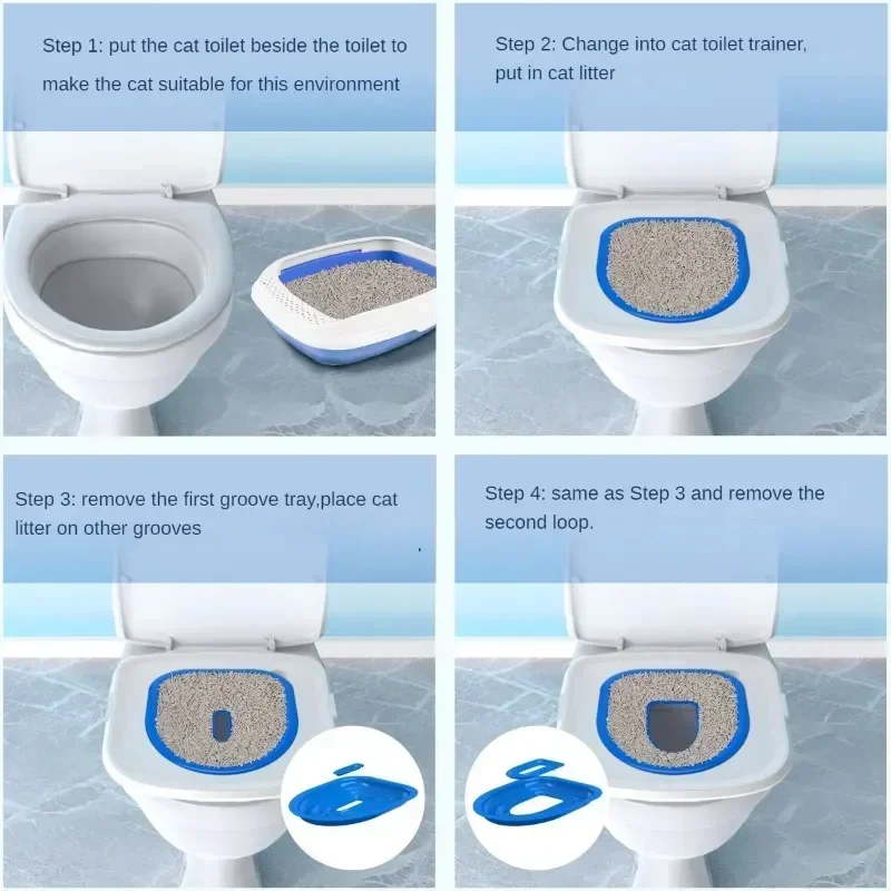 Plastic Cat Toilet Training Kit Reusable Puppy Cat Litter Mat Toilet Trainer Pets Cleaning Cats Training Product cat toilet trainer