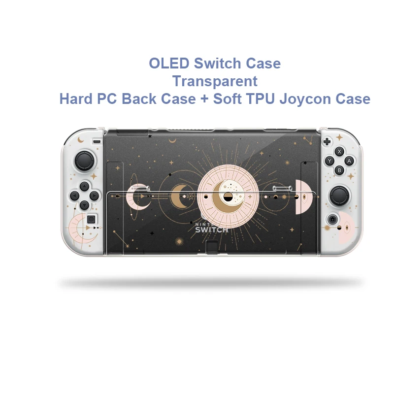 Funda Nintendo Switch Oled Cover Case Transparent White Moon Phase Dockable  Protective Sofe Shell For Switch Controller Joy-Con