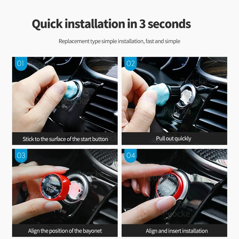 Crystal Style Car Start/Stop Engine Switch Button Cover